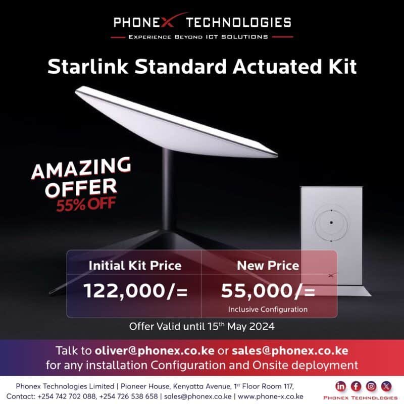 Starlink gives Kenyan customers a 55% Discount on standard Kit.