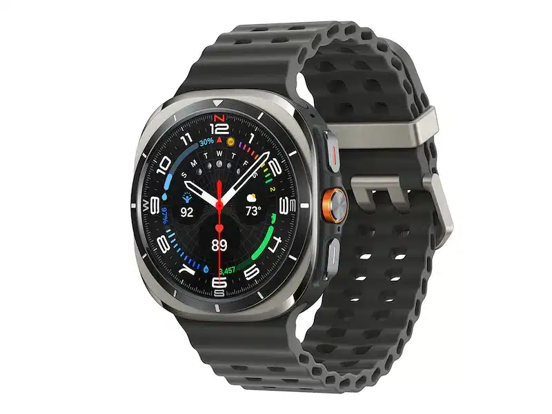SAMSUNG-GALAXY-WATCH-ULTRA-CLASSIC-47MM-TITANIUM-GRAY-SM-L705 Smartwatch with colorful watch face and sporty design, suitable for fitness tracking and daily use.
